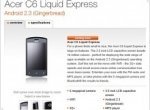 Information about the Acer C6 Liquid Express found at the website operator Orange UK - изображение
