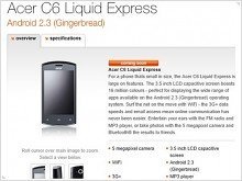 Information about the Acer C6 Liquid Express found at the website operator Orange UK
