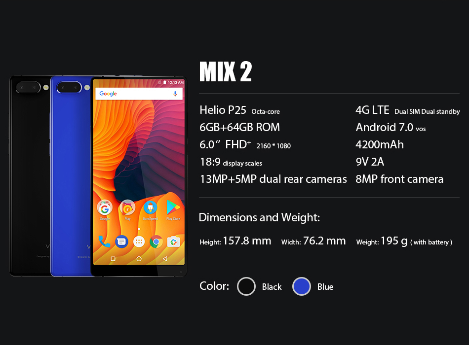 Vernee Mix 2 обзор смартфона с экраном 6 дюймов с соотношением сторон 18:9 